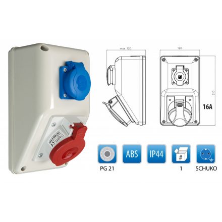 R-BOX KOMPAKT 1x16A/5p, 1x250V